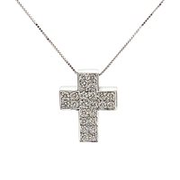Collana Cianfrone Gioielli Donna Croce in Oro bianco Diamante 0.45 Ct COOR-12-198 - COOR-12-198
